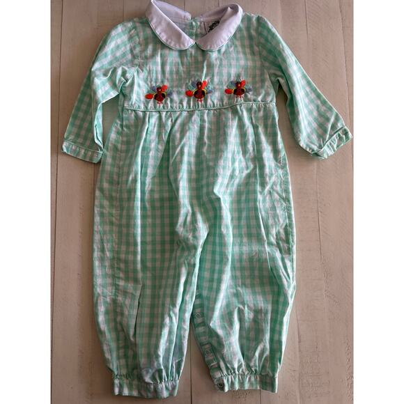 Smocked Threads By Cecil and Lou Turkey Gingham Romper 18-24 Months - Picture 1 of 4